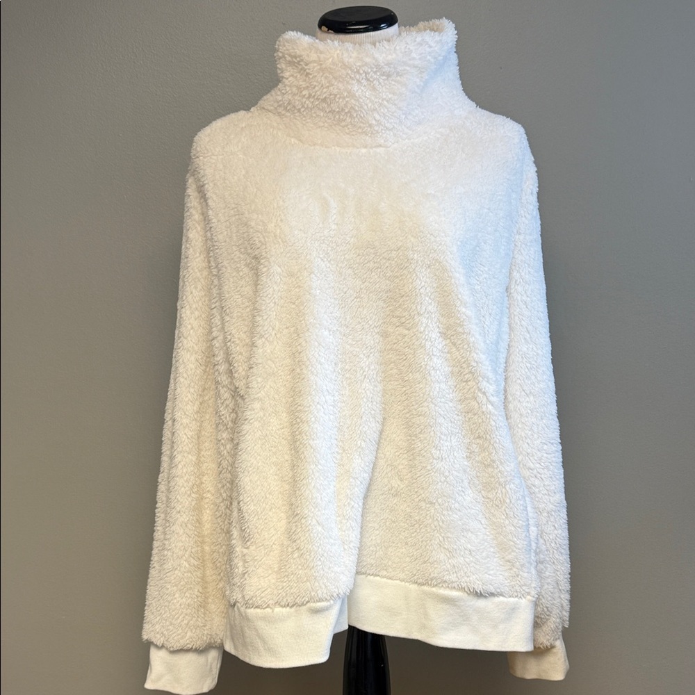 Lukka Lux Faux Sherpa Turtleneck Pullover XXL Cream Cozy Fleece